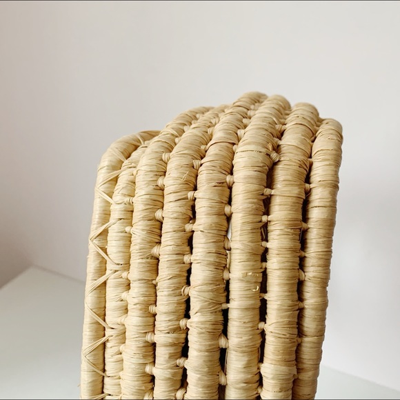 Handcrafted Floral Embroidered Rattan Tote - Picture 5 of 8